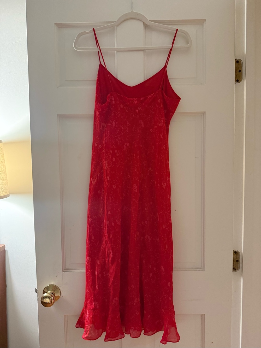Vintage Ann Taylor Red Floral Slip Dress with Spaghetti Straps - Picture 2 of 5